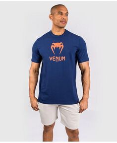 Мужская классическая футболка Venum, цвет Navy blue/orange