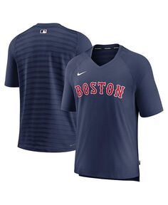 Мужская темно-синяя футболка Boston Red Sox Authentic Collection Pregame Raglan Performance с v-образным вырезом Nike, синий