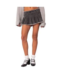 Женская мини-юбка Nalani из стираного денима со складками Edikted, черный