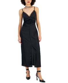 Женское платье-комбинация без рукавов с кружевной отделкой Bar III, черный