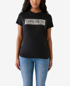 Женская футболка с короткими рукавами и пайетками True Religion, черный