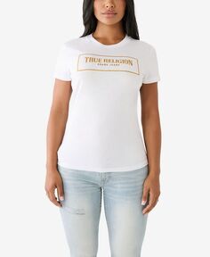 Женская футболка с коротким рукавом Crystal Box Arch с логотипом True Religion, белый