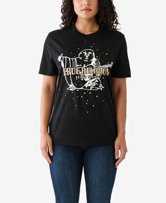 Женская футболка с короткими рукавами и брызгами краски True Religion, черный