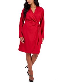 Миниатюрное платье с запахом и длинными рукавами I.N.C. International Concepts, красный