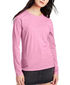 Женская легкая футболка с длинным рукавом Hanes, цвет Pink Swish