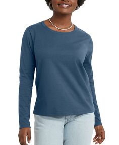 Женская легкая футболка с длинным рукавом Hanes, цвет Trekking Gray