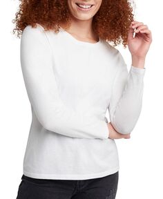 Женская легкая футболка с длинным рукавом Hanes, слоновая кость/кремовый