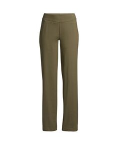 Женские брюки с прямой эластичной резинкой на талии и высокой посадкой со средней посадкой и эластичной резинкой на талии Lands&apos; End, зеленый