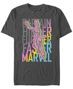 Мужская футболка с короткими рукавами и надписью «Капитан Марвел» в стиле поп-арт Marvel Fifth Sun, серый