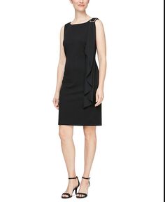 Женское платье-футляр с рюшами и украшением SL Fashions, черный