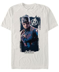 Мужская футболка с короткими рукавами и искаженным логотипом Капитана Америки Marvel «Мстители: Финал» Fifth Sun, тан/бежевый