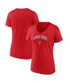 Женская красная футболка с v-образным вырезом с логотипом Illinois State Redbirds Evergreen Campus Fanatics, красный
