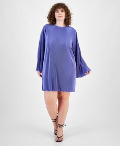 Плюс размер с принтом Plissé Мини-платье с открытой спиной Bar III, синий