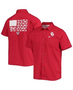 Мужская рубашка на пуговицах PFG Crimson Oklahoma Early Slack Tide Camp Columbia, красный