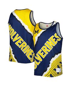 Мужская майка темно-синего цвета, Maize Michigan Wolverines Jumbotron 2.0, сублимированная Mitchell &amp; Ness, синий