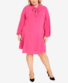 Мини-платье больших размеров Nicole с завязками на шее Avenue, розовый