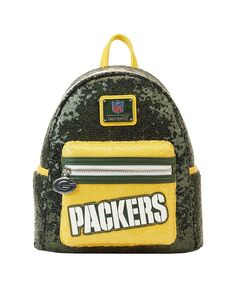 Мужской и женский мини-рюкзак Green Bay Packers с пайетками Loungefly, зеленый