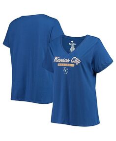 Женская футболка размера плюс с v-образным вырезом Royal Kansas City Royals Profile, синий