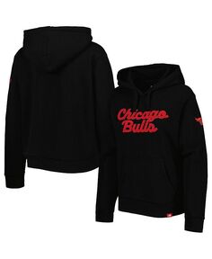Женский флисовый пуловер с капюшоном из трех смесей черного цвета Chicago Bulls Leona Ava Sportiqe, черный