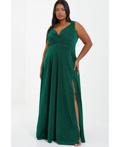 Женское платье макси с блестками и запахом больших размеров QUIZ, зеленый