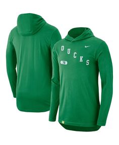 Мужская зеленая футболка с капюшоном с длинными рукавами Oregon Ducks Team Performance Nike, зеленый