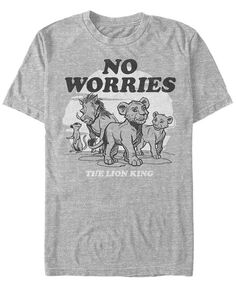 Мужская футболка с короткими рукавами «Король Лев» Disney, групповой снимок «Не беспокойся» Fifth Sun, серый