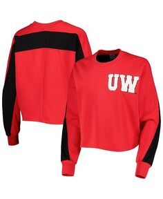 Женский пуловер с цветными блоками Red Wisconsin Badgers Back To Reality Gameday Couture, красный
