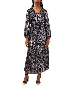 Женское платье макси с поясом и принтом MSK, цвет Black