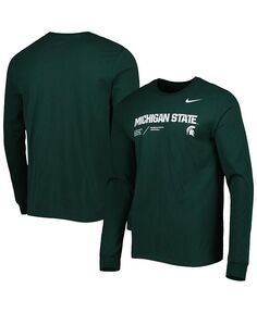 Мужская зеленая футболка с длинным рукавом Michigan State Spartans Team Practice Performance Nike, зеленый