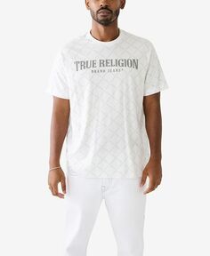 Мужская свободная футболка с короткими рукавами и монограммой Arch True Religion, белый