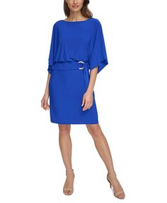 Женское блузонное платье с рукавом «летучая мышь» с поясом Jessica Howard, синий