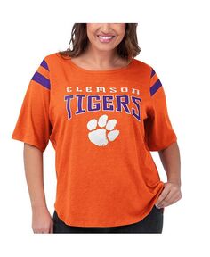 Женская оранжевая футболка с коротким рукавом Clemson Tigers размера полузащитник G-III 4Her by Carl Banks, оранжевый