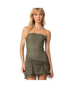 Женское мини-платье Evelin со сборками по подолу Edikted, зеленый