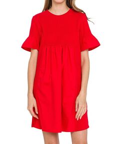 Женское однотонное мини-платье English Factory, красный