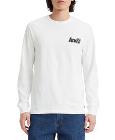 Мужская футболка свободного кроя с длинными рукавами и графическим логотипом Levi&apos;s, белый Levis