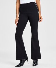 Женские джинсы-клеш на матовых пуговицах без застежки I.N.C. International Concepts, черный
