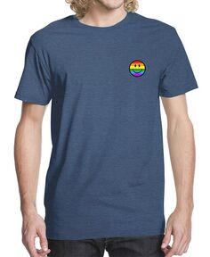 Мужская футболка с рисунком смайлика и радуги Buzz Shirts, синий