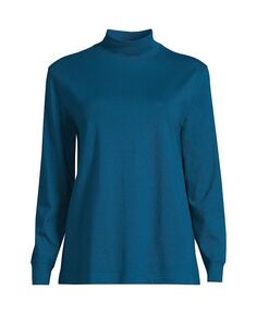 Женская футболка больших размеров с длинным рукавом Super T Mock Lands&apos; End, цвет Baltic teal