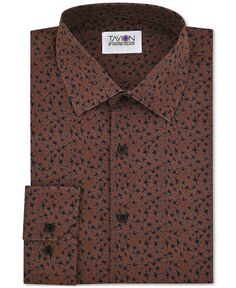 Мужская классическая рубашка приталенного кроя с мини-цветочным принтом Tayion Collection, коричневый