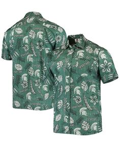 Мужская зеленая рубашка на пуговицах с цветочным принтом в винтажном стиле Michigan State Spartans Wes &amp; Willy, зеленый