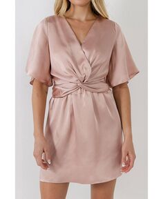 Женское атласное мини-платье с завязками Free the Roses, розовый