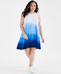 Плюс размер омбреé Платье-шлепанцы без рукавов Style &amp; Co, синий