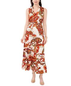Женское многоуровневое платье макси с принтом пейсли MSK, коричневый