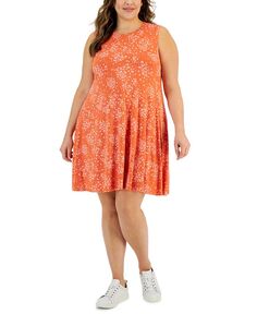 Платье-шлепанцы без рукавов с принтом больших размеров Style &amp; Co, оранжевый