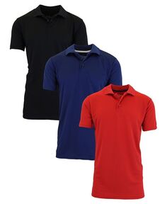 Мужская влагоотводящая рубашка-поло сухого кроя, 3 шт. Galaxy By Harvic, цвет Black, Navy and Red