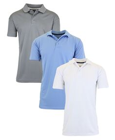 Мужская влагоотводящая рубашка-поло сухого кроя, 3 шт. Galaxy By Harvic, цвет Gray, Light Blue and White