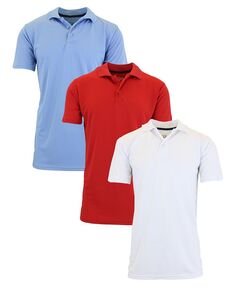Мужская влагоотводящая рубашка-поло сухого кроя, 3 шт. Galaxy By Harvic, цвет Light Blue, Red and White