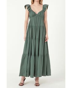 Женское платье макси в форме сердца с необработанными краями Free the Roses, зеленый