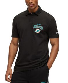 Коллекция мужских рубашек-поло BOSS by Hugo Boss x NFL, цвет Miami Dolphins - Black