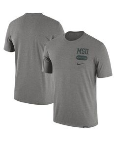 Мужская футболка Heather Grey Michigan State Spartans Campus Letterman Tri-Blend Nike, серый